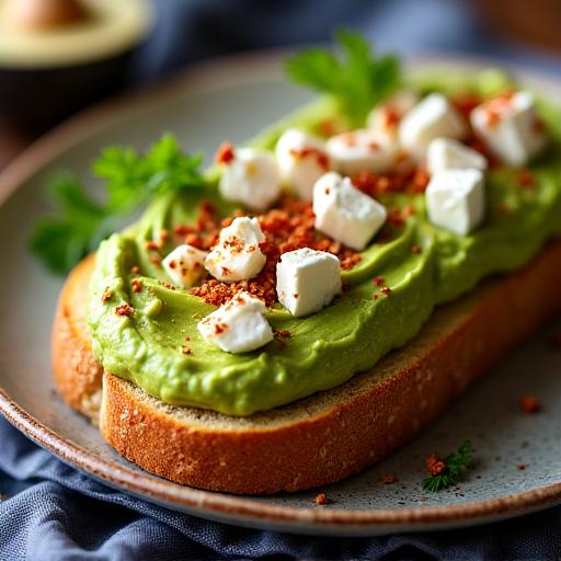Plated Avocado Smash on sourdough toast